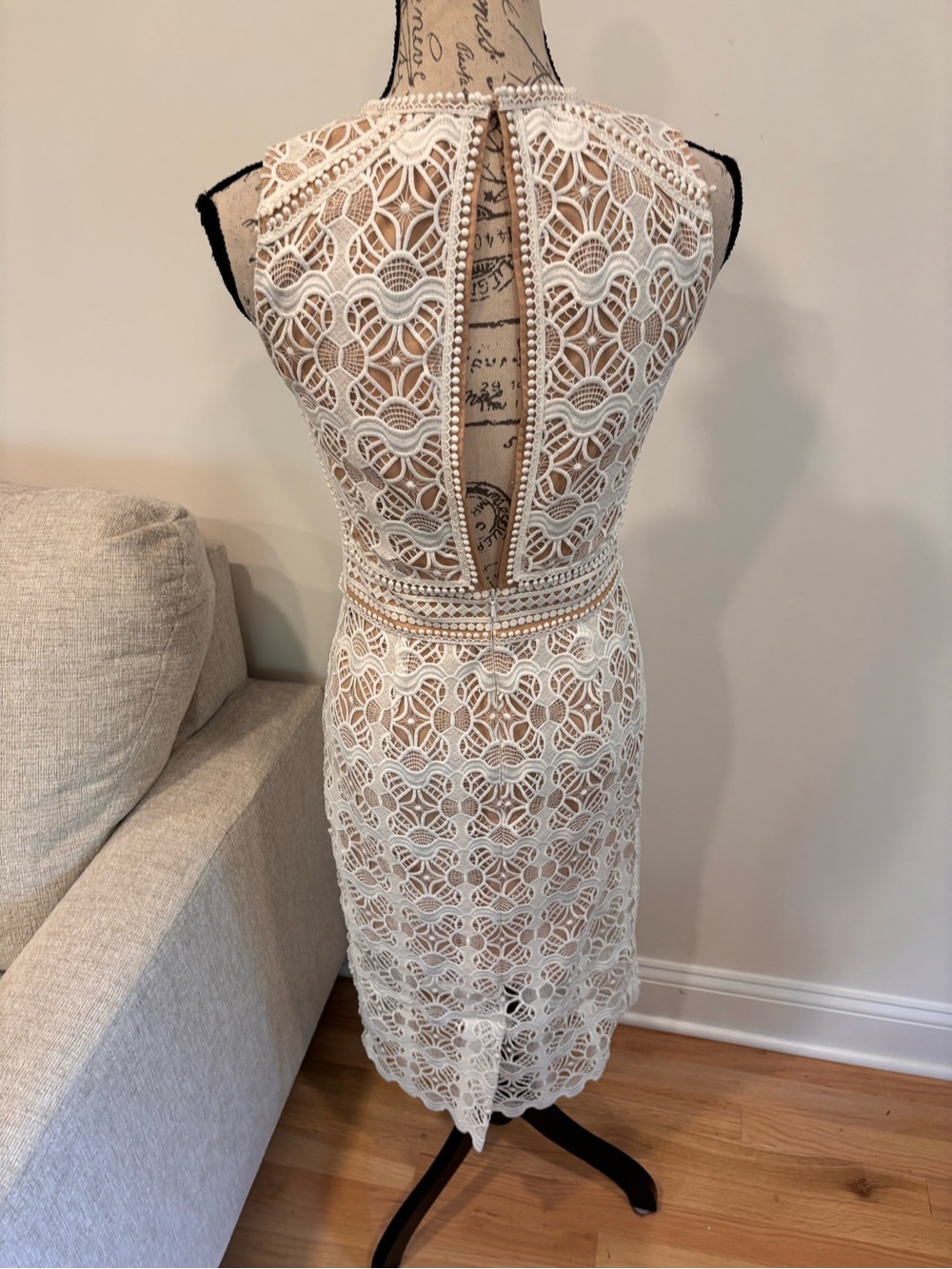 Reiss Coral Lace Slim Fit Midi Dress in white size US 4 NWT - Picture 11 of 14